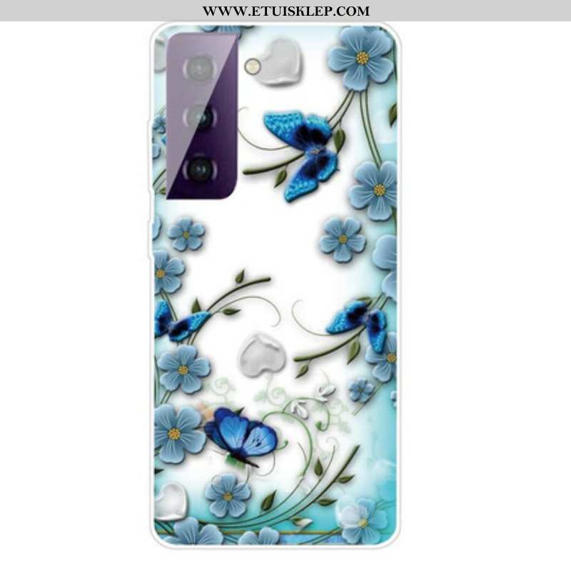 Etui do Samsung Galaxy S21 FE Retro Motyle I Kwiaty